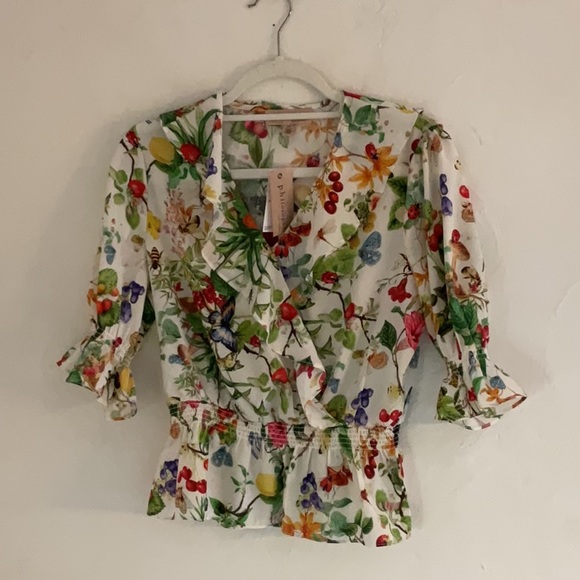 Philosophy Tops - Philosophy Faux Wrap Multicolor Garden Blouse, Size S/P, NWT